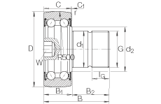 螺栓型滾輪 KR5205-2RS, 雙列，兩側唇密封