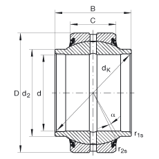 關節軸承 GE80-HO-2RS, 根據 DIN ISO 12 240-1 標準, 需維護，兩側唇密封