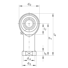 桿端軸承 GIKR8-PB, 根據 DIN ISO 12 240-4 標準，帶右旋內螺紋，需維護