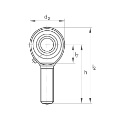桿端軸承 GAKR10-PB, 根據 DIN ISO 12 240-4 標準，帶右旋外螺紋，需維護