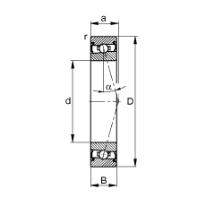 主軸軸承 HSS71915-C-T-P4S, 調節，成對安裝，接觸角 α = 15°，兩側唇密封，非接觸，加嚴公差