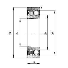 自調心球軸承 2205-K-2RS-TVH-C3, 根據 DIN 630 標準的主要尺寸, 錐孔，錐度 1:12，兩側唇密封