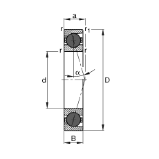 主軸軸承 HCB7004-C-T-P4S, 調節，成對或單元安裝，接觸角 α = 15°，陶瓷球，限制公差