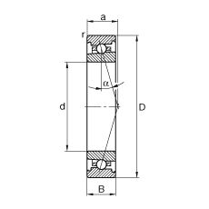 主軸軸承 HS71915-C-T-P4S, 調節，成對安裝，接觸角 α = 15°，限制公差
