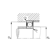 主軸軸承 B7006-E-2RSD-T-P4S, 調節，成對安裝，接觸角 α = 25°，兩側唇密封，非接觸，限制公差