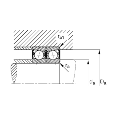 主軸軸承 B7006-E-2RSD-T-P4S, 調節，成對安裝，接觸角 α = 25°，兩側唇密封，非接觸，限制公差