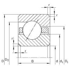薄截面軸承 CSEA035, 角接觸球軸承，類型E，運行溫度 -54°C 到 +120°C