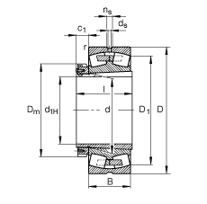 調心滾子軸承 230/710-B-K-MB + H30/710, 根據 DIN 635-2 標準的主要尺寸, 帶錐孔和緊定套
